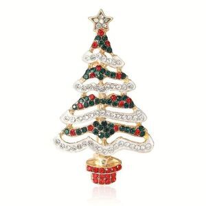Sparkling Christmas Tree - Elegant Brooch with Rhinestones